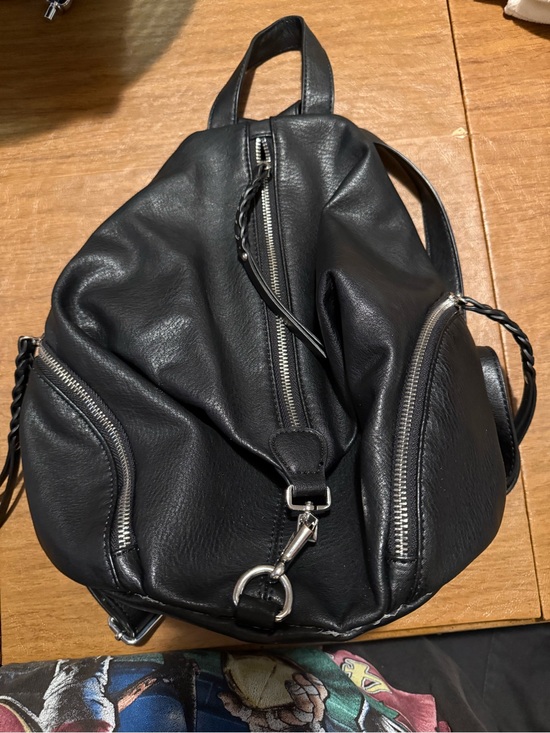 Rebecca Minkoff Julian backpack black pebbled leather w/ silver-toned hardware main image 7